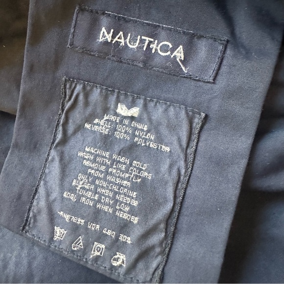 NAUTICA Mens M Reversible Ski Jacket Fleece Lined Collared Winter Hood NAVY GRAY - Picture 8 of 10